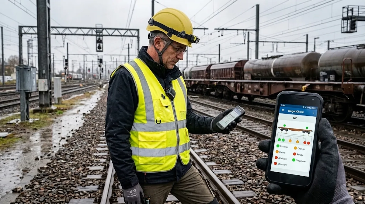 Inspection de sécurité sur un wagon avec l'alternative WagonCheck dédiée
